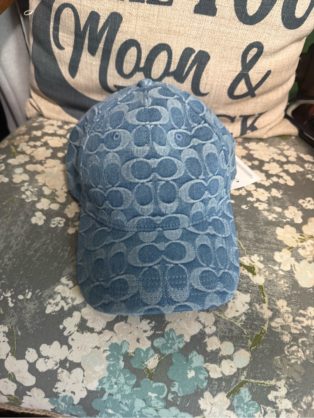 Coach Signature Denim Baseball Cap in Light Blue